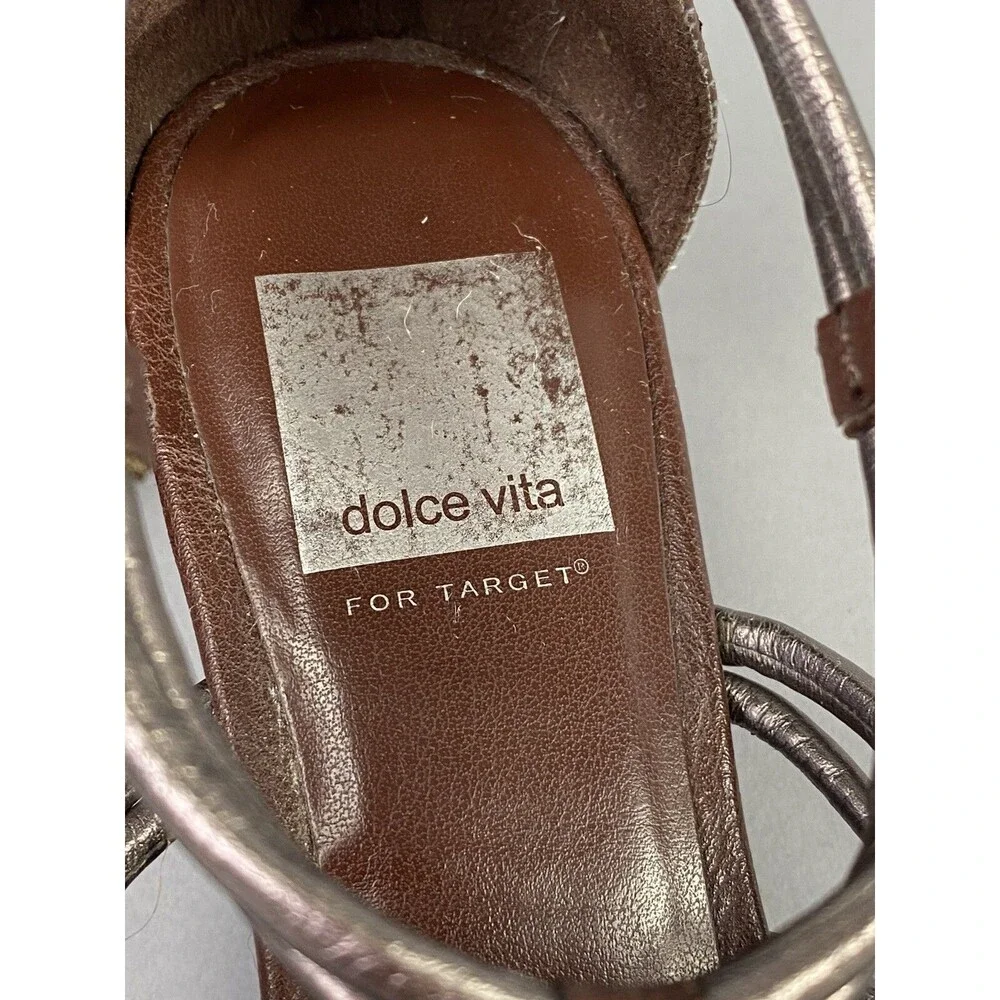 WOMENS 6.5 DOLCE VITA SANDAL WEDGE STRAPPY CAGED GLADIATOR BROWN OPEN TOE WEDGE